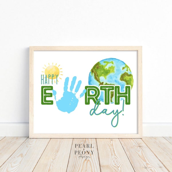 PRINTABLE Earth Day Handprint Art Craft for Kids, Keepsake Art, Toddler Preschool Kindergarten Daycare Activity Homeschool, US Letter & A4