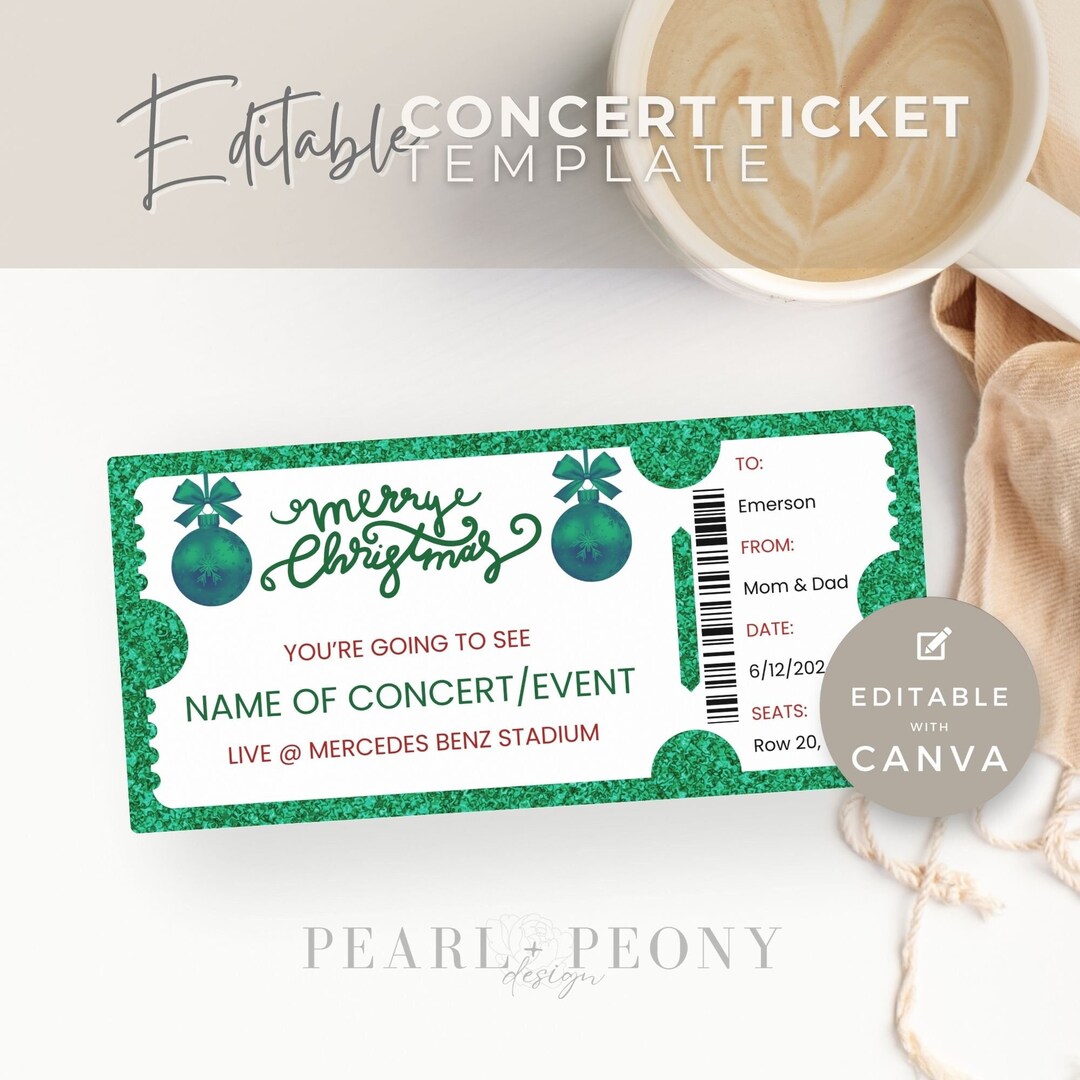 EDITABLE Concert Ticket Template, Personalized Event, Printable ...