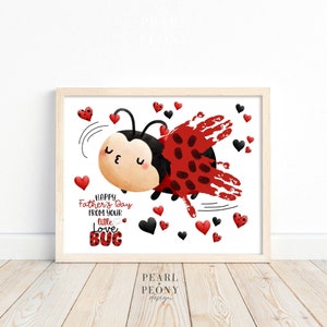 STAMPABILE Festa del papà Handprint Art Craft per bambini, Love Bug Keepsake Art, Bambino in età prescolare, Regalo per papà da Kid PDF 8x10 A4