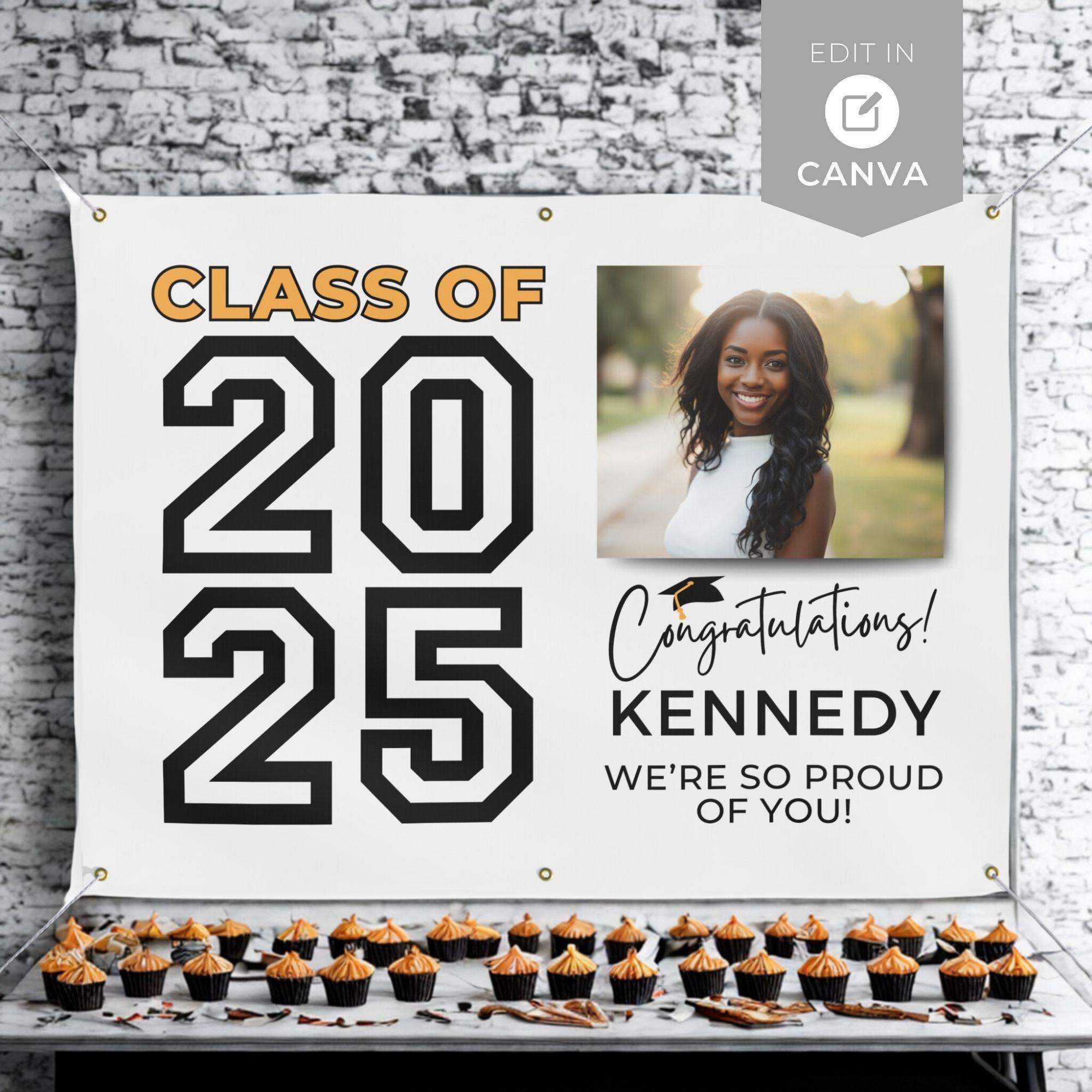 EDITABLE Graduation Banner Template, Class of 2025 Custom Party Sign ...