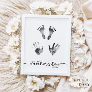 Arte con huellas de manos y pies para el primer día de la madre, regalo personal para mamás primerizas, recuerdo del día de la madre 2025, regalo para niños hecho a mano, tamaño carta y A4