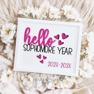 PRINTABLE Pink Preppy First Day of Tenth Grade Sign, Hello Sophomore Year, Back to School Photo Prop, iPad Tablet Digital Sign, PDF & JPG