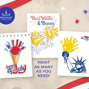 PRINTABLE 4th of July Handprint Craft for Kids, Preschool Activity ...