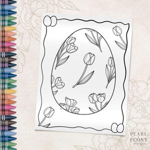 Página para colorear de huevos de Pascua para imprimir, hojas para colorear de flores, actividad de educación en el hogar para niños pequeños en edad preescolar, guardería, PDF en tamaño carta de EE. UU. y A4