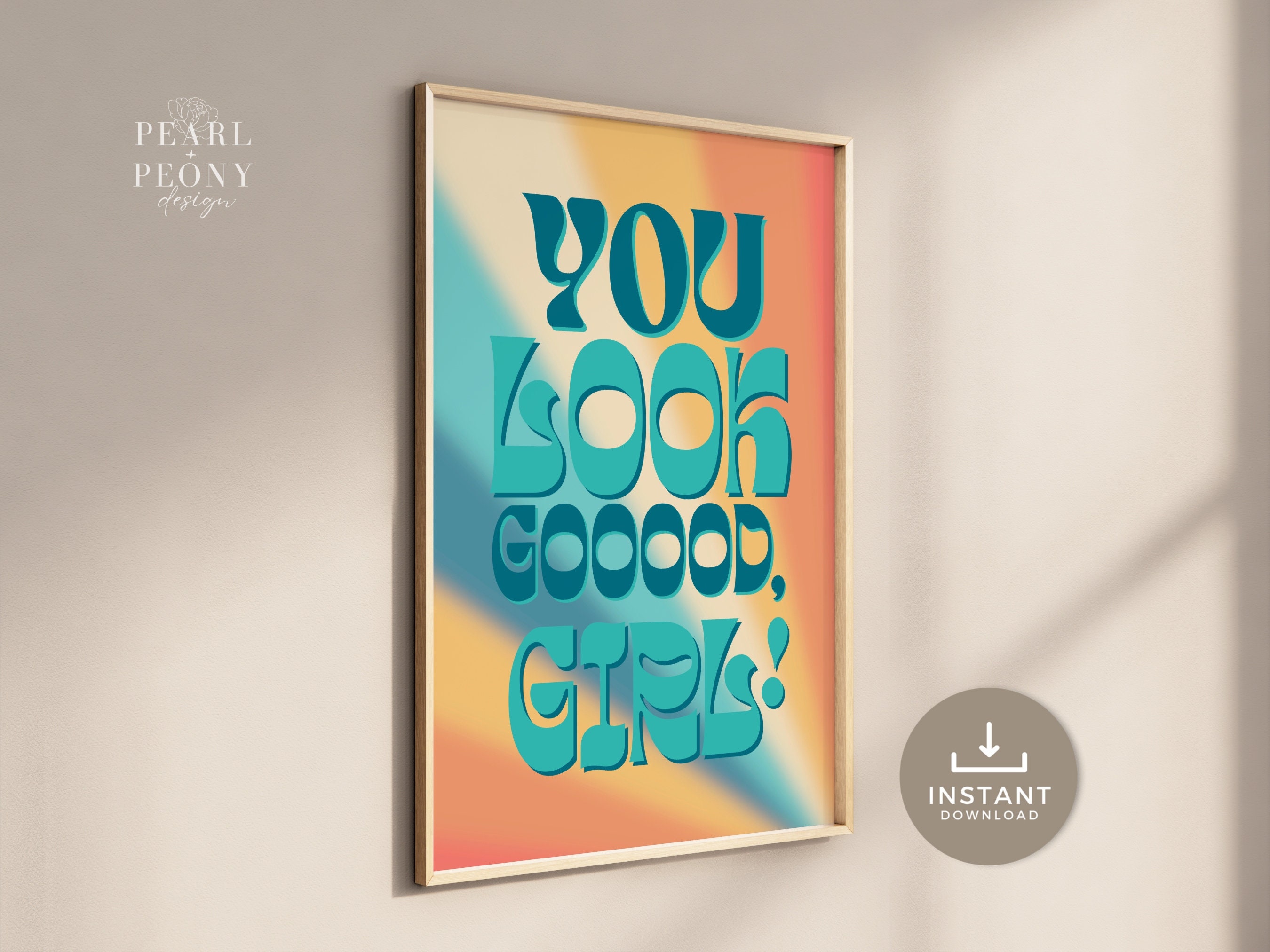 PRINTABLE Teal Preppy Retro You Look Good Wall Art Maximalist Etsy