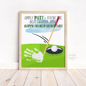 Manualidad con huellas de manos para el Día de los Abuelos, imprimible, para abuelos, recuerdo de golf, para bebés, niños en edad preescolar, jardín de infantes, regalo para abuelos, PDF