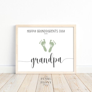 Arte imprimible de huellas de manos y pies para el Día de los Abuelos, regalo personal para el nuevo abuelo, recuerdo de bebé 2025, PDF tamaño carta y A4.