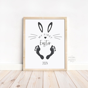 PRINTABLE My First Easter Handprint Art Craft for Baby, Easter Bunny Footprint Infant Keepsake Art, DIY Daycare Prechool Activity 2024, PDF