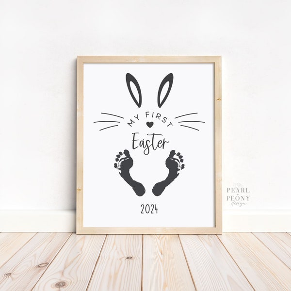 PRINTABLE My First Easter Handprint Art Craft for Baby, Easter Bunny Footprint Infant Keepsake Art, DIY Daycare Prechool Activity 2024, PDF