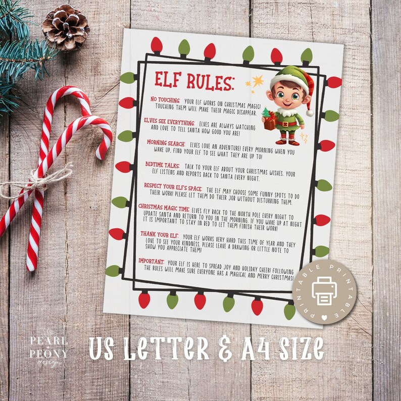 PRINTABLE Christmas Elf Rules Sign Elf Magic Rules Elf Arrival Rules