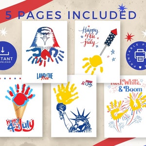 PRINTABLE 4th of July Handprint Craft for Kids, Preschool Activity ...