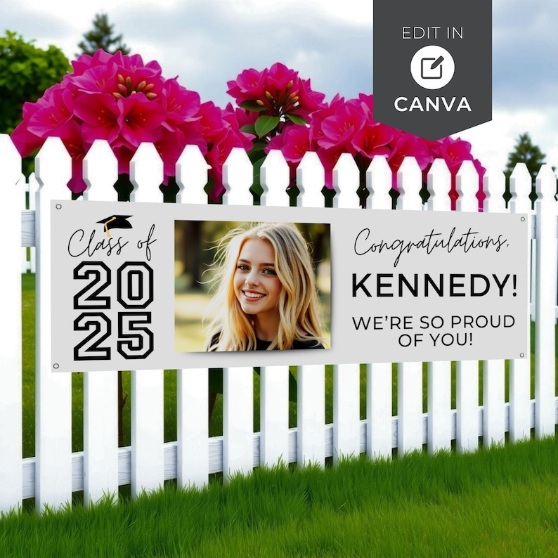 EDITABLE Graduation Banner Template, Class of 2025 Custom Photo Sign ...
