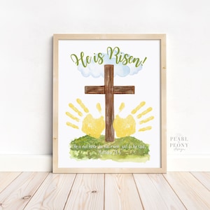 PRINTABLE Easter Handprint Art Craft for Kids, He is Risen Keepsake Art, Toddler Preschool Kindergarten, Homeschool, Sunday School Craft PDF