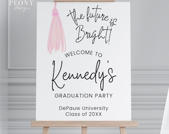 EDITABLE Graduation Party Welcome Sign Template | Blush Pink Watercolor Tassel | Editable Sign | Printable Graduation Party Welcome | Canva