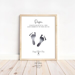 Druckbare Papa Vatertagskarte Handabdruck Fußabdruck Kunst Handwerk, Baby Andenken Karte, DIY Dad Grandpa Geschenk von Kid Poem Wandkunst, US Letter A4 2025