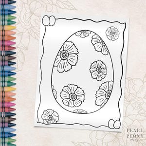 Página para colorir de ovos de Páscoa para imprimir, folhas para colorir florais, atividade para crianças pequenas, pré-escola, jardim de infância, creche, educação domiciliar, carta dos EUA e PDF A4