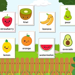 4x5 Fruits Cards, Fruits Printable, Learning Fruits, Kids Flash Card, Montessori Flash Card, Preschool Flash Card, Printable Flash Cards,