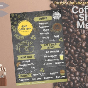 Modelo de menu de cafeteria || Modelo Canva || Edite gratuitamente || Tema de quadro rústico