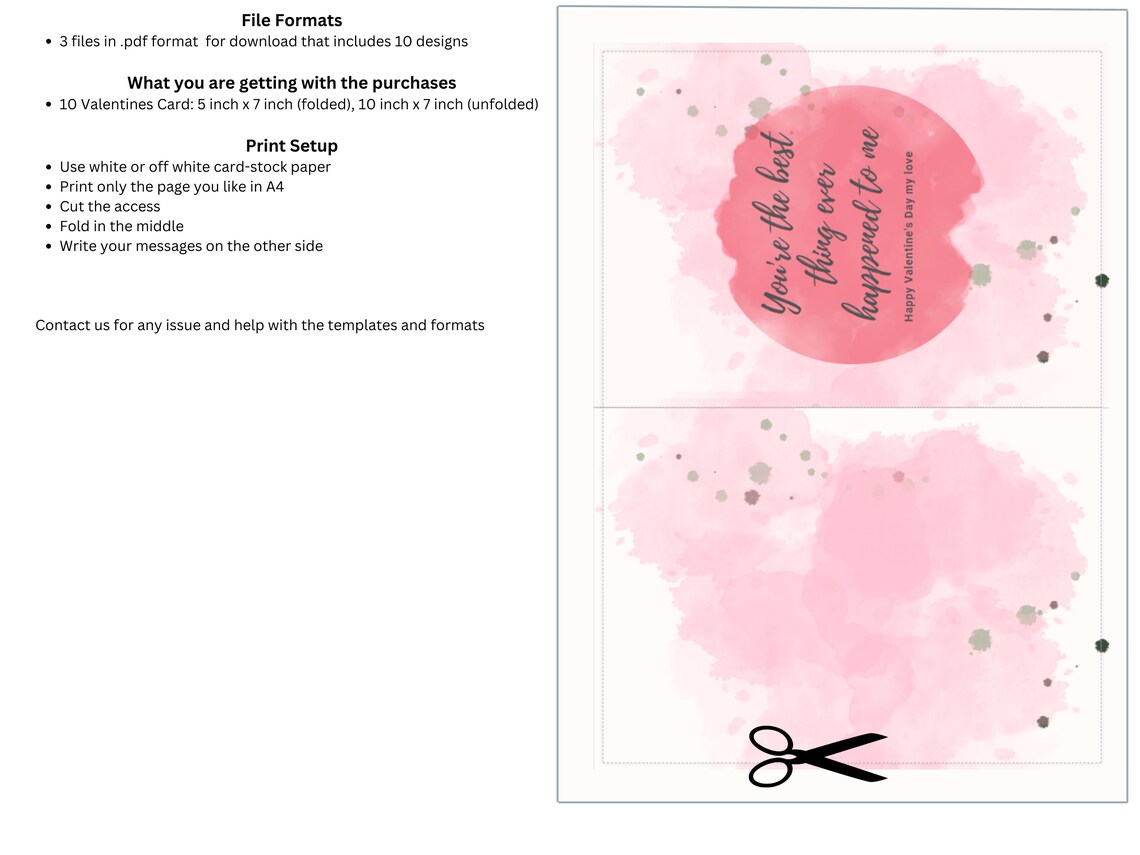 Printable Valentine's Day Card, Minimalist Card, Custom Cards, 10 ...