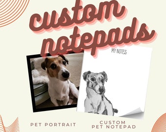 Personalized Pet Portrait Notepads, Custom Pet Stationary Notepads, Pet Sketch Notepad, Custom Stationary, Hand Drawn Notepad, Pet Lovers