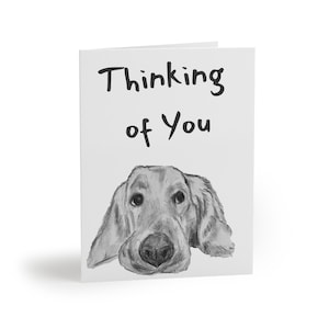 Golden Retriever Thinking of You Greeting Card, Just Because, Missing You, Dog Sketch Notecards with envelopes, Best Wishes , Get Well Soon