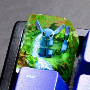Artisan St.itc.h keycaps, St.itc.h Anime artisan keycap, Custom resin keycap, ESC Keycap for cherry mx keyboard,  Gifts for her.
