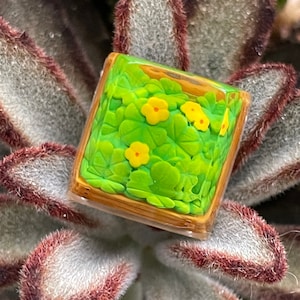 Handmade Plant Keycap,four-leaf Clover Resin Keycap,flowers Keycap ...