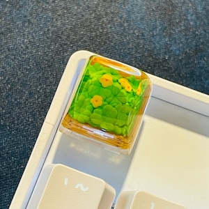 Handmade Plant Keycap,four-leaf Clover Resin Keycap,flowers Keycap ...