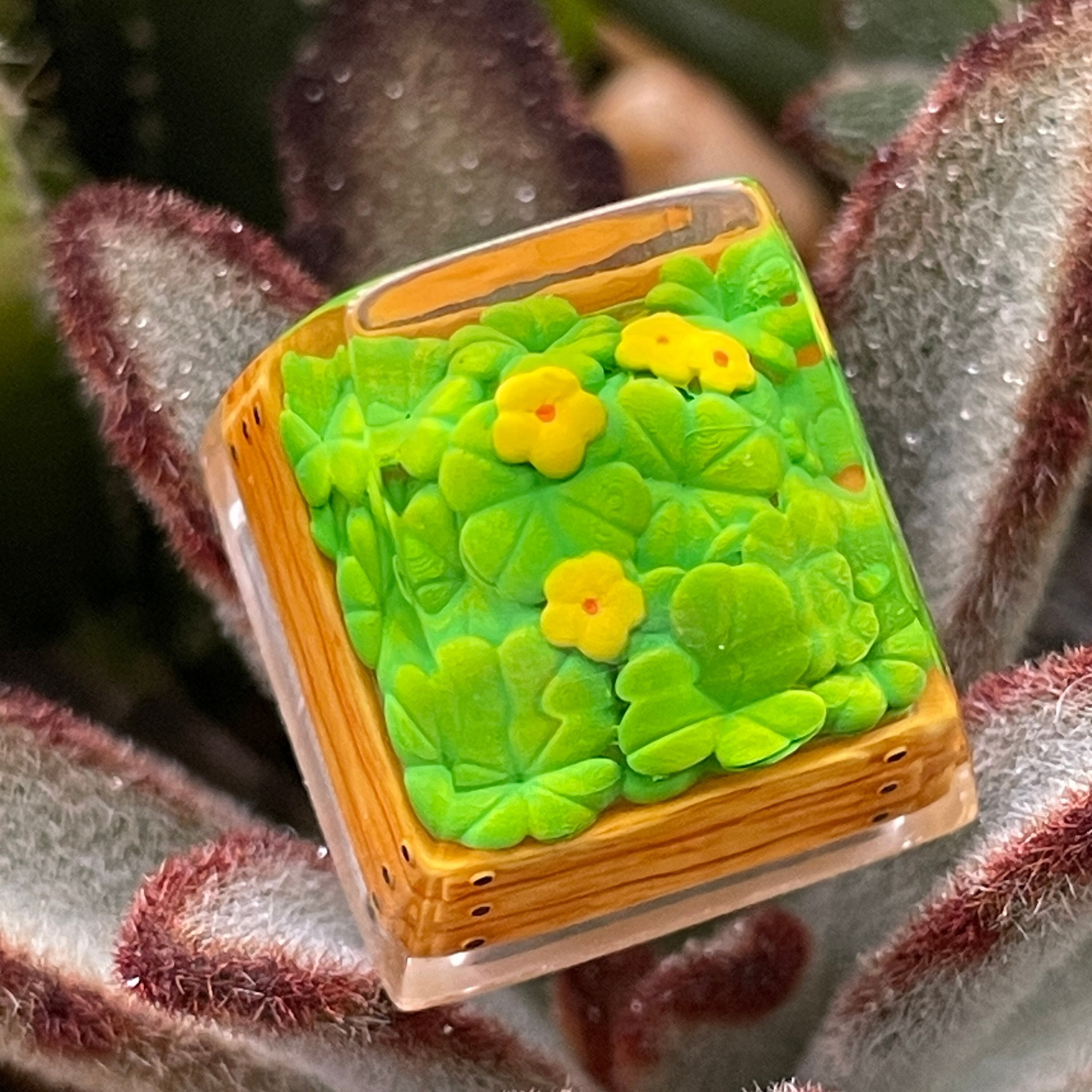 Handmade Plant Keycap,four-leaf Clover Resin Keycap,flowers Keycap ...