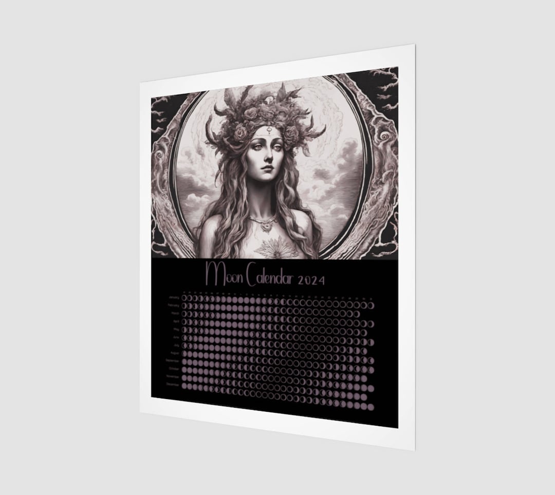 Moon Phases Calendar 2024 / Moon Goddess Dark Edition /20x24 /poster Etsy