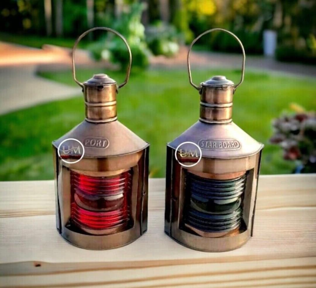 スターボード・ポート　オイルランタン　2点セット アンティーク Nautical Metal Port & Starboard Lanterns Set of 2