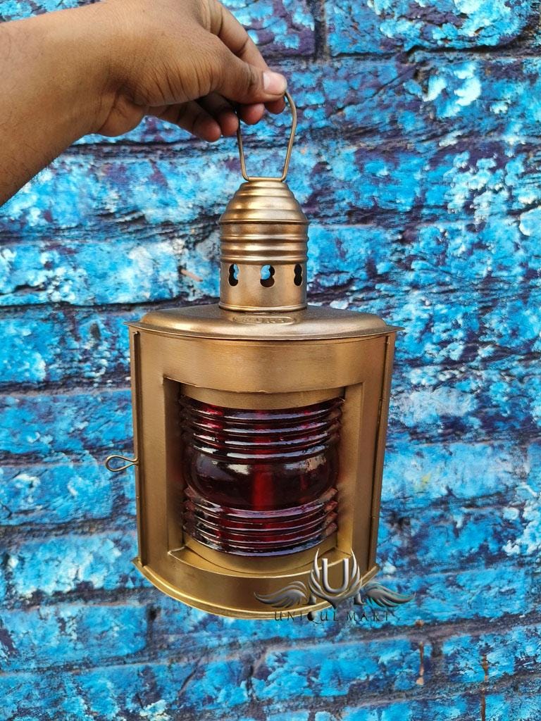 金属製の左舷・右舷船舶用ランタン | 航海用オイルランプ | 赤、緑