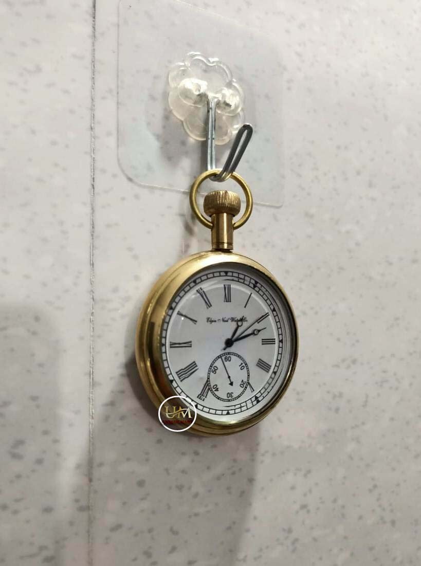 Montre De Poche Vintage En Laiton Nautique - Style Elgin Américain - Mouvement Quartz - Neuf