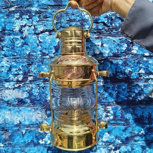 Brass & Copper Maritime Ship Lantern: Vintage Hanging Oil Lamp