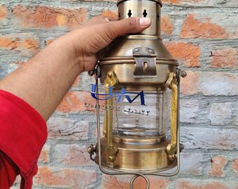 Lampada a olio con ancora in ottone fatta a mano: lanterna sospesa in stile marittimo vintage