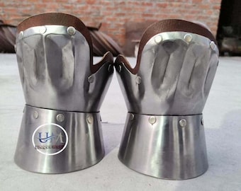 Medieval Steel Gauntlets: Larp Armor Hand Gloves, Halloween Costume