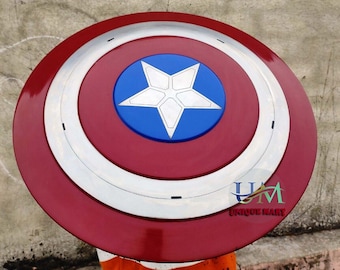 Escudo del Capitán América hecho a mano: réplica de metal para cosplay, 55 cm