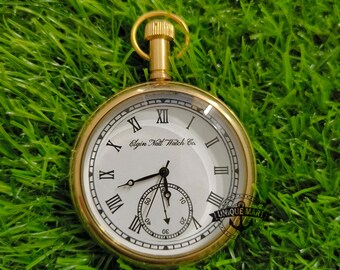 Montre De Poche Laiton Vintage – Mouvement Quartz, Style Nautique, Neuve