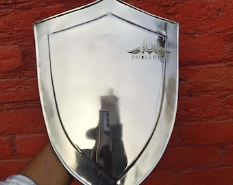 Handmade Medieval Knight Heater Shield: 18 Gauge Steel, Cosplay LARP Reenactment