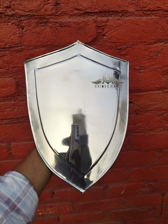 Handmade Medieval Knight Heater Shield: 18 Gauge Steel, Cosplay LARP Reenactment