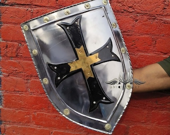 Mittelalterliches Ritter Schild aus Stahl & Leder - für Larp Cosplay