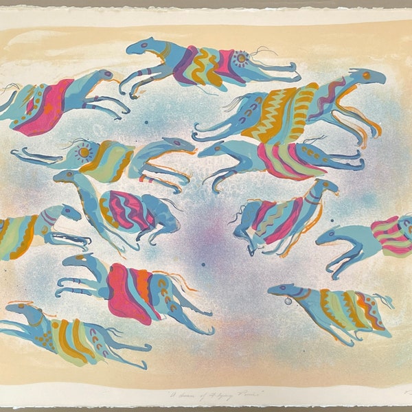 Earl Biss "A Dream Of Flying Ponies" Original Lithograph Hand Signed Limited Edition 2/70, 4/70, 6/70