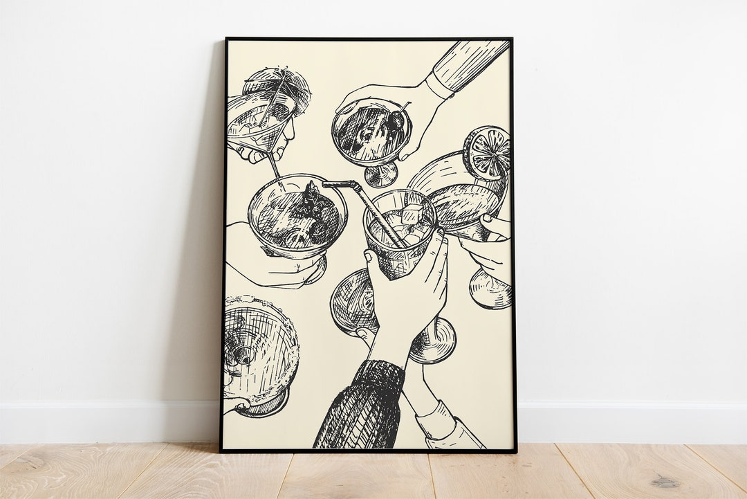 Cheers Sign Bar Cart Print Trendy Wall Art Bar Cart Print Kitchen Decor