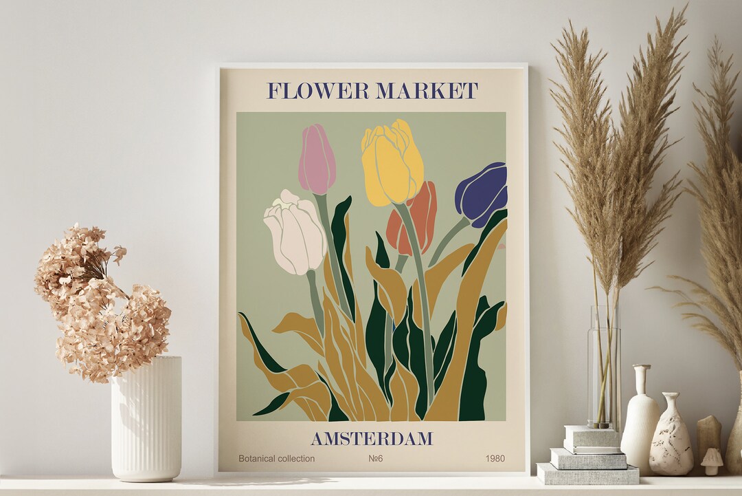 Flower Market Print Botanical Wall Art Amsterdam Poster Floral Decor ...