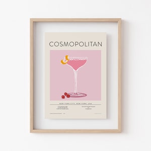 Cosmopolitan Cocktail Print | Classic Cocktail Wall Art | Cosmopolitan Poster | Bar Cart Decor | Retro Cocktail Print | Digital Download