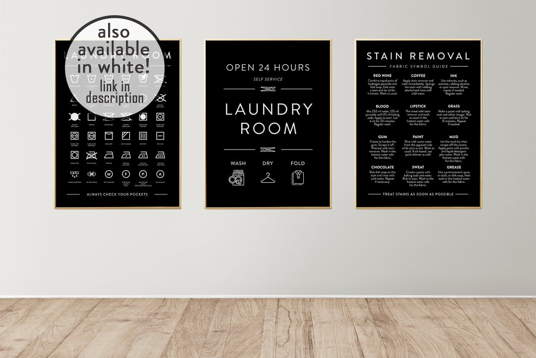 Black Laundry Room Printable Set of 3 Laundry Room Signs Laundry Room