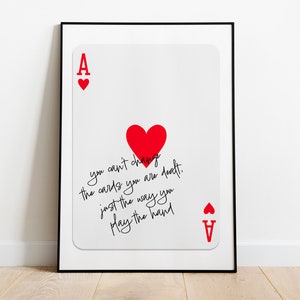 Impresión de as de corazones de moda / Arte motivacional / Cita inspiradora / Impresión estética / Póster de naipes / Arte de pared retro / Impresión de citas