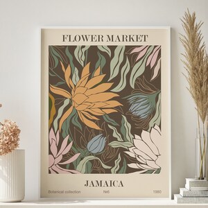 Flower Market Poster | Floral Decor | Botanical Wall Art | Jamaica Poster | Flower Market Print | Gallery Wall Art | Digital Download