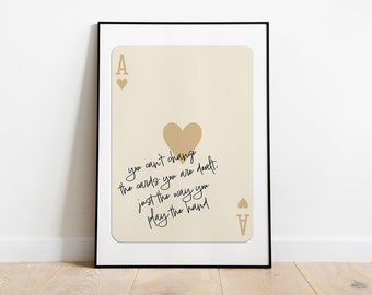 Trendy Ace of Hearts Poster | Aesthetic Print | Retro Wall Art | Motivational Art | Trendy Wall Art | Playing Card Poster | Famous Quote