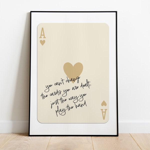 Trendy Ace of Hearts Poster | Aesthetic Print | Retro Wall Art | Motivational Art | Trendy Wall Art | Playing Card Poster | Famous Quote